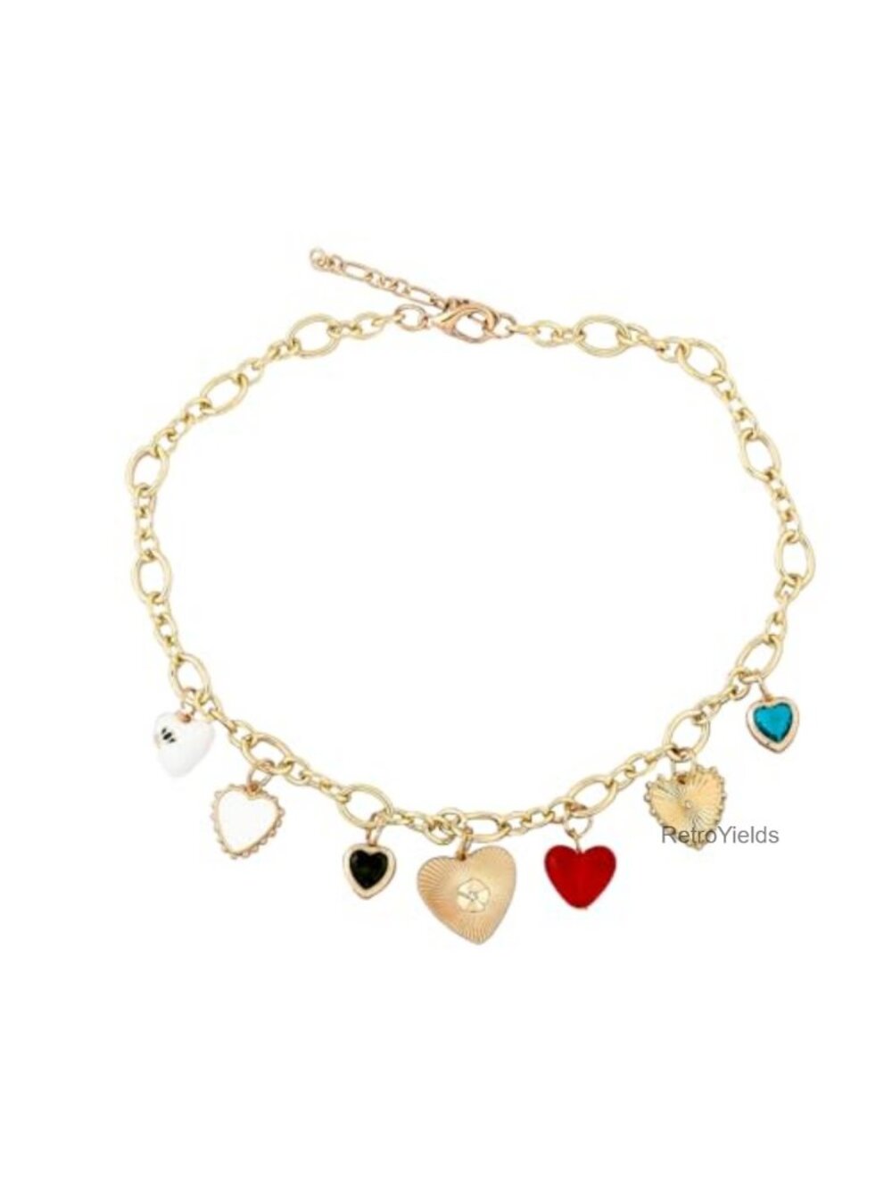 Gold Heart Charm Necklace Women Chunky Chain Choker Pendant Jewelry Gift